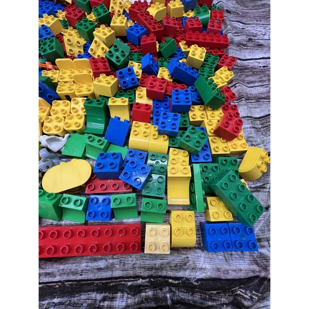 Massive Lot of 261 Lego Duplo W/Minifigs, Animal, Food, Chairs, Windows (6+ Lbs)